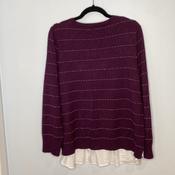 Calvin Klein Women Purple Crewneck Knit Layered Sweater Size Large - Picture 8 of 14